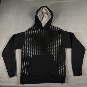 Champion Black Hoodie Logo Stripe Pullover Sweatshirt Medium‎ Unisex Athleisure